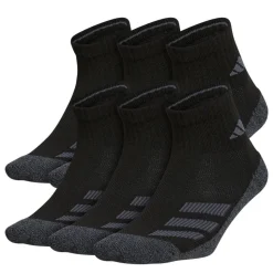Adidas Boys Cushioned Angle Stripe Quarter Socks 6 Pairs