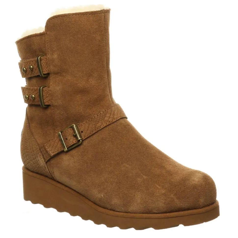Bearpaw Womens Lucy Fur Wedge Boot
