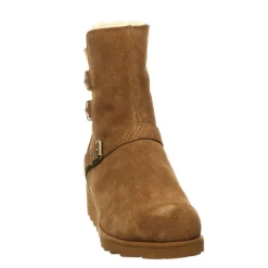 Bearpaw Womens Lucy Fur Wedge Boot