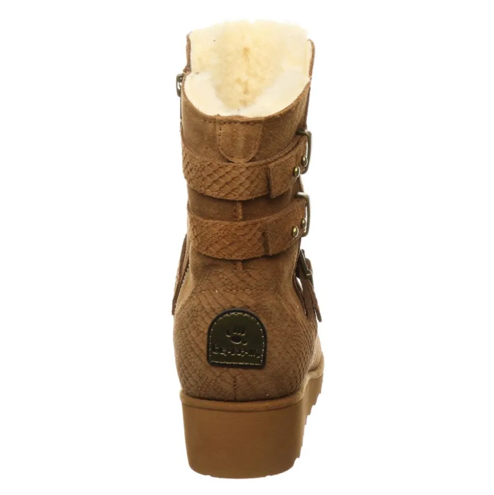 Bearpaw Womens Lucy Fur Wedge Boot