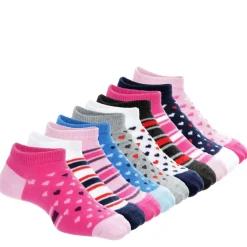 Ladeda Girls Hearts And Stripes No Show Socks 10 Pairs