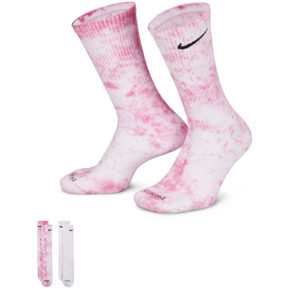 Nike Boys Tie Dye Pinks Crew Socks 2 Pairs