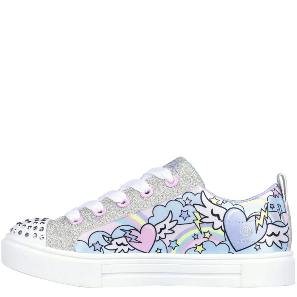 Skechers Girls Twinkle Sparks Flying Hearts Light Up Sneaker