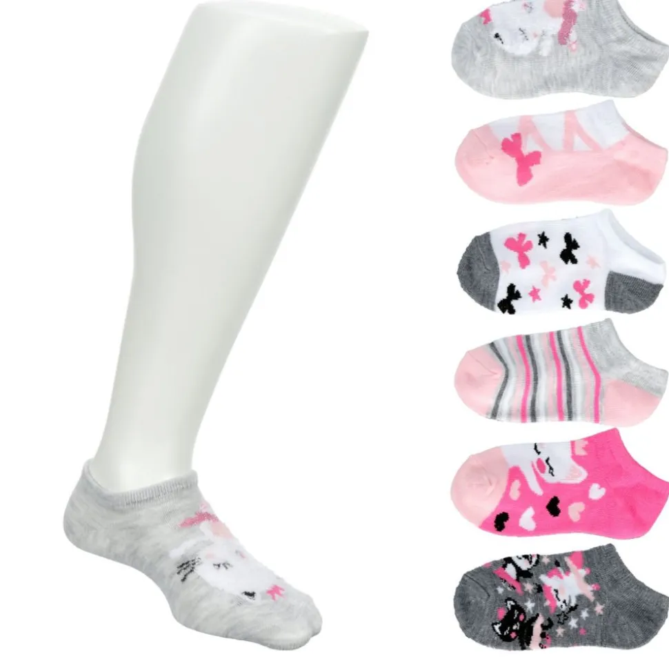Sof Sole Girls Kitty Ballerina No Show Socks 6 Pairs