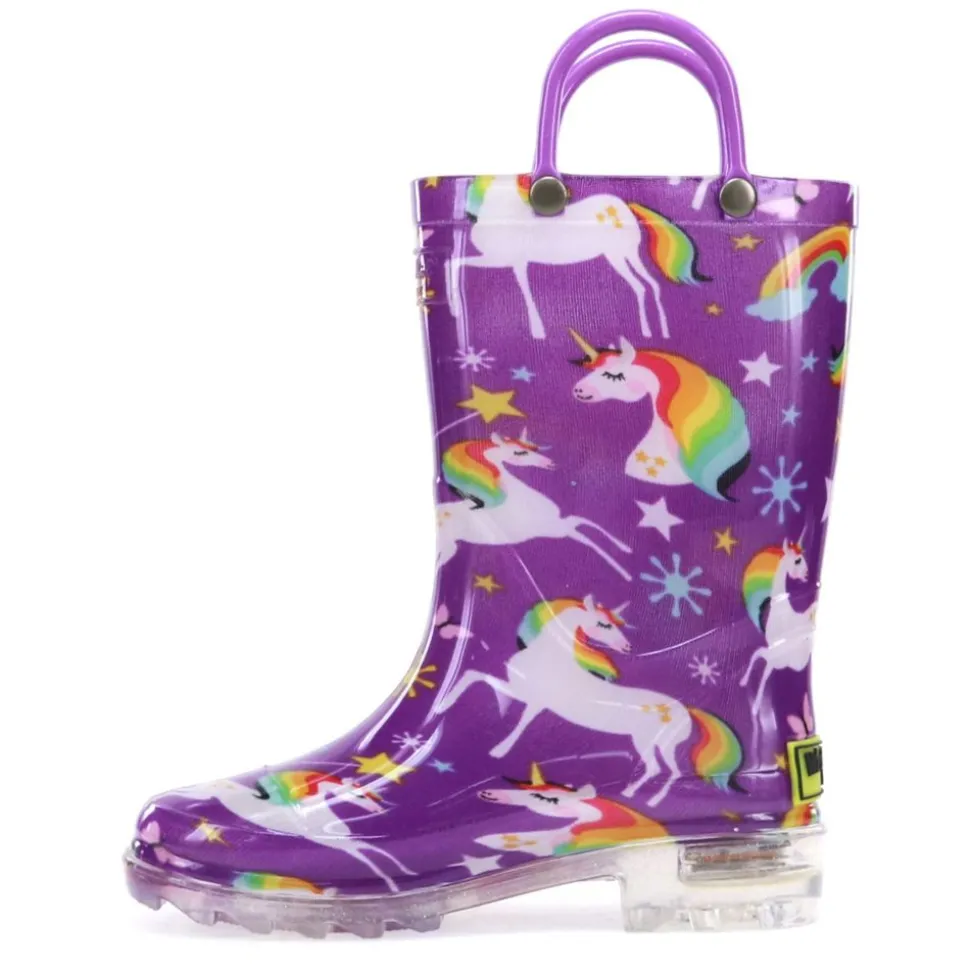 Western Chief Girls Toddler Rainbow Unicorn Lighted Rain Boot